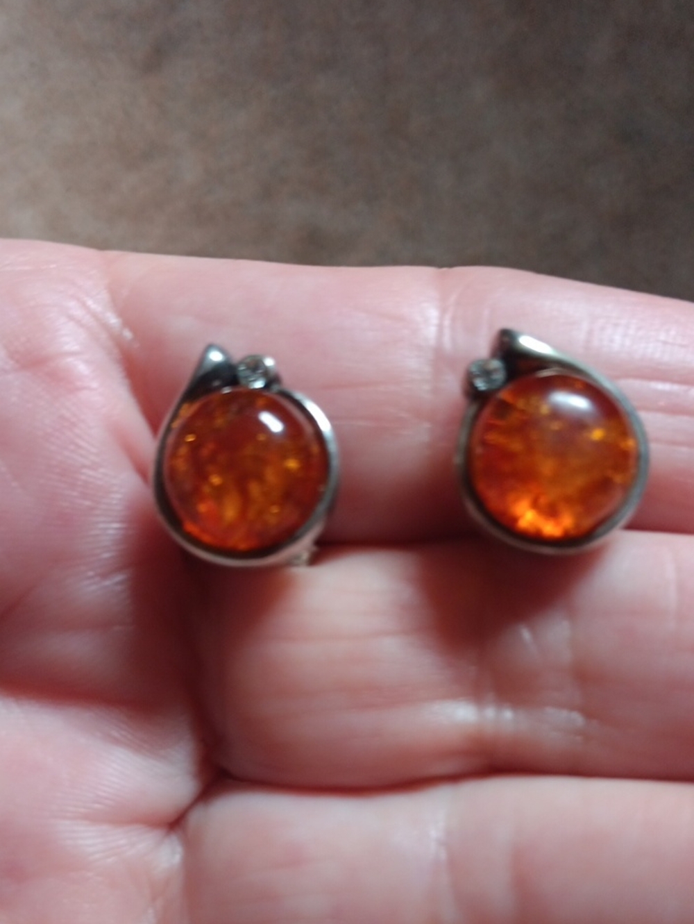 Amber Sterling Silver Earrings